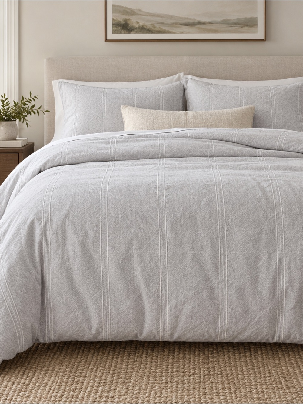 Threshold Light Gray Textured Stripe Comforter Set